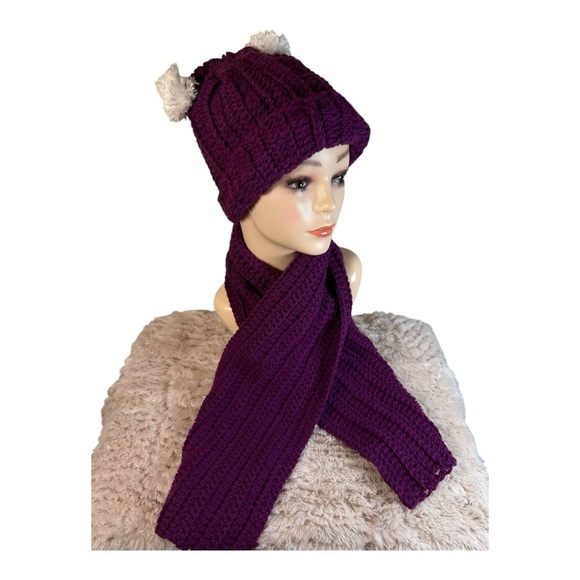 Handmade Bright Purple  Crochet Hat & Scarf Set – Cozy & Stylish - Picture 8 of 9